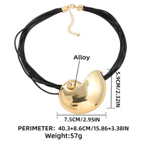 2024 été mode colliers à la mode alliage conque Long collier avec exagéré métal coquille pendentif lien chaîne nouveau <span class=keywords><strong>Code</strong></span> de produit - Product Image 4