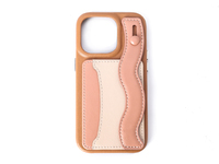 Élégante coque de téléphone portable en cuir violet-rose-bleu antichoc avec fente pour cartes pour iPhone 17 Pro/Pro Max/16/15 Pro