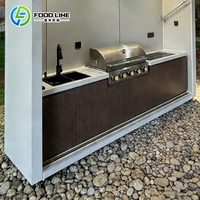 Set Cucina da Esterno con Barbecue e Frigorifero, Cucina Esterna con Bar e Pergola
