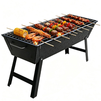 Barbecue portable robuste en acier inoxydable pour camping en plein air, style argentin, au charbon de bois