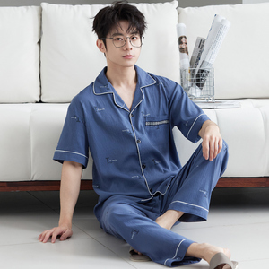 Nuova Collezione Primavera: <span class=keywords><strong>Pigiama</strong></span> e Abbigliamento da Casa da <span class=keywords><strong>Uomo</strong></span> di Alta Gamma con Stampa Vintage a Lettere, Set con Top a Maniche Corte e Pantaloni Lunghi - Product Image 3