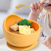 Ensemble bol et cuillère en silicone de qualité alimentaire pour bébé, à dossier haut, sans BPA, non toxique, respectueux des gencives, design épuré, 0-12 mois