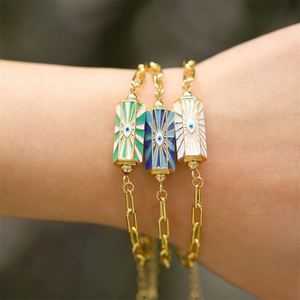 New Arrived 18K Gold Plated Stainless Steel Vintage Style Enamel <b>Bracelet</b> Hip-Hop Eye <b>Bracelet</b> Chain Jewelry - Product Image 4