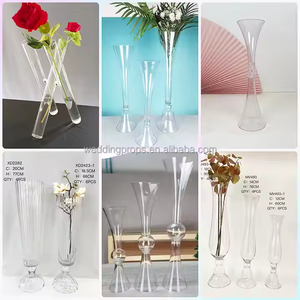 滑らかで人気の高いウェディングセンターピース、背の高い花瓶、透明なガラスのフラワースタンド、ウェディングテーブルデコレーション用 - Product Image 6