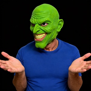 Maschera in Latex Realistica da Goblin Verde, Costume da Mostro Spaventoso, Travestimento Completo con Rughe Dettagliate e Sorriso, per Feste di Halloween, Divertente e Stravagante - Product Image 2