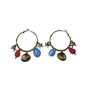 Boucles d'oreilles pendantes tendance en acier inoxydable 316L plaqué or PVD, breloque étoile de mer, bijoux style plage - Product Image 1