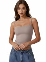 Camiseta sin Mangas Básica de Doble Forro para Mujer, Tirantes Ajustables, Camisola sin Mangas, Tops Sexys para Mujer, Tops Básicos