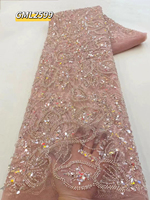 Soirée brodée paillettes dentelle tissus pour robe de mariée perlé coloré paillettes prix usine africain Tulle dentelle bleu fête