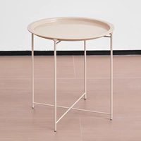 Table basse ronde pliable en métal pour la maison, avec plateau amovible, élégante et pratique