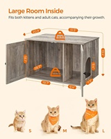 Maison pour chat en bois moderne, enclos pour litière caché à l'intérieur, salle de bain spacieuse avec porte de grange