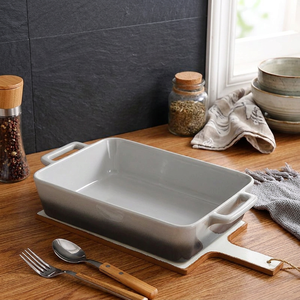 <b>Ceramic</b> Baking Dish Rectangular Oven Safe Dishwasher Safe Minimalist Design With Handles For Roasting And Cooking - Product Image 5