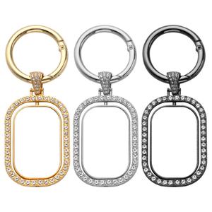 Porte-clés rectangulaires en alliage de zinc à sublimation vierge personnalisables, rotatifs, double face, avec strass, promotionnels et tendance - Product Image 1