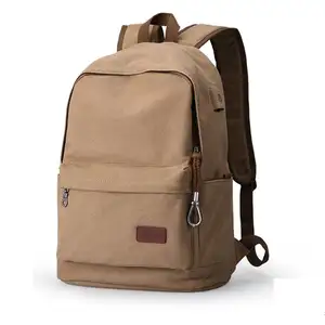 Popular unique design canvas laptop backpack with usb charger port, waterproof canvas backpack men travel rucksack