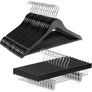 Prix d'usine Lot de 30 pantalons de manteau Cintres en bois noir pour le haut et le bas - Product Image 1