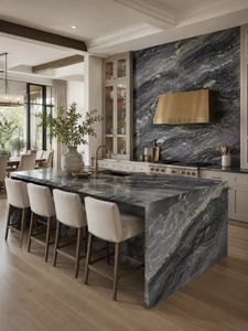 Natural <b>Marble</b> Verdoant Noir Polished Eco-Friendly Modern Waterproof Big Slabs 1 Year Warranty for Apartment Indoor Bathroom - Product Image 3