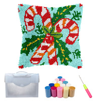 Kit de coussin en crochet à motif de Noël pour adultes débutants, fleurs colorées, bricolage, artisanat fait main, décoration de la maison
