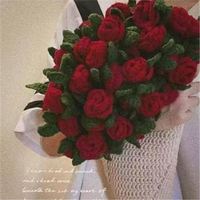 Kit de Matériaux Créatifs pour Couverture DIY en Fil Tressé à la Main, Motifs Rose, Lys, Bouquet de Fleurs de Jasmin, Crochet, Idéal pour Cadeau
