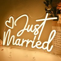 Panneau lumineux LED en forme de cœur « Just Married » pour mariage, décoration de chambre, fête à domicile, anniversaire, décoration romantique