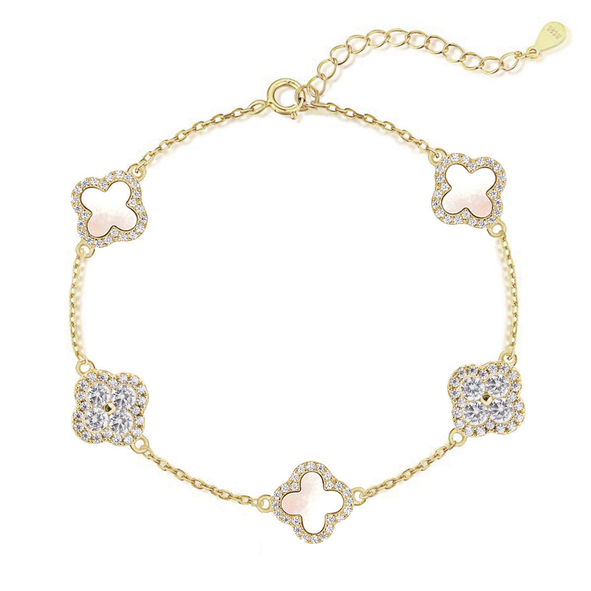 Bracelet-14K Gold-White+ CZ