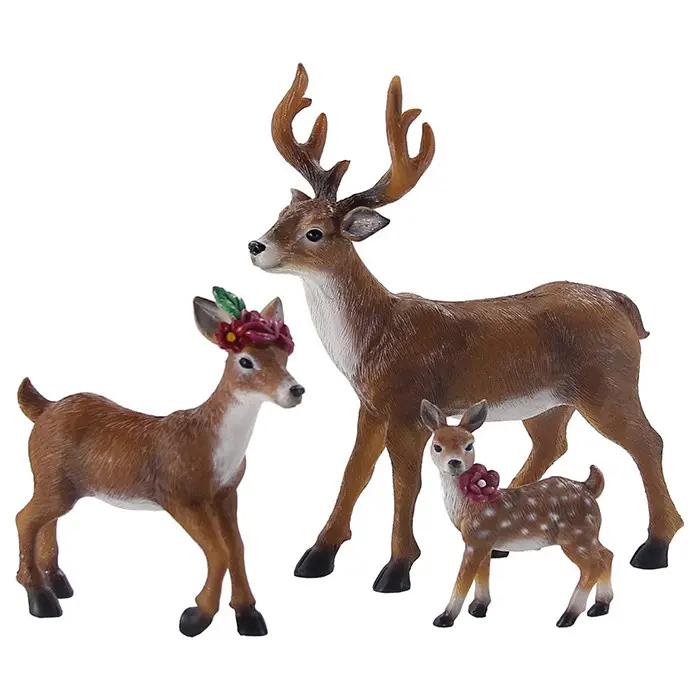 Vintage wedding decorations Deer family figurines Doe Fawn Woodland themed Wedding Animal Cake Topper