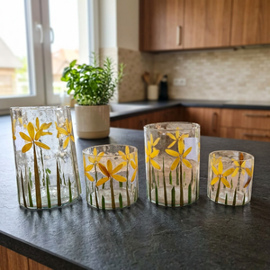 Porte-bougie en verre à motif floral fait main, pot à bougie transparent, lanterne décorative, résistant à la chaleur pour la maison et les dîners de Noël - Product Image 3