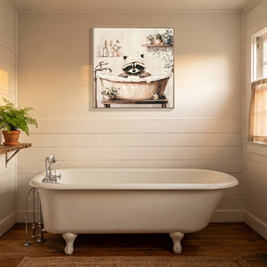 Quadro su tela con procione nel <span class=keywords><strong>bagno</strong></span>, dipinto divertente di procione nella vasca da <span class=keywords><strong>bagno</strong></span>, <span class=keywords><strong>arte</strong></span> da parete per <span class=keywords><strong>bagno</strong></span> <span class=keywords><strong>in</strong></span> bianco e nero - Product Image 3
