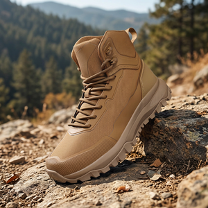 Bottes tactiques montantes à fermeture éclair DF022 pour hommes, antidérapantes, désodorisantes, pour la randonnée et l'alpinisme, été, 63% textile, noir/jaune - Product Image 1