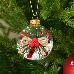 Walnut Pattern 7cm Christmas Tree Ornament Pendant Clear Glass <b>Snowflake</b> Ball with Holiday Charm for Festive <b>Decorations</b> - Product Image 2