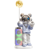 Grande figurine d'ours en résine, ornement de sol, haut-parleur karaoké, lampe de projection lune, peinte à la main, décorative moderne et minimaliste