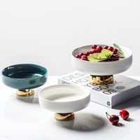 Europese Stijl Lichte Luxe Keramische Fruitschaal Moderne Woonkamer Snackplaat Net Rood Hoog Fruit Dienblad Verfrissing Plaat