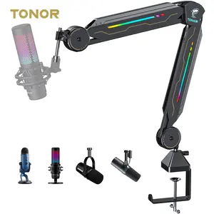 TONOR T90 Livestream ציוד אולפן מתכווננת השעיה זרוע Stand פרימיום RGB מיקרופון שידור בום זרוע