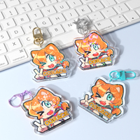 Porte-clés personnalisé en acrylique holographique avec impression UV, design anime et dessin animé, breloque non transparente et transparente