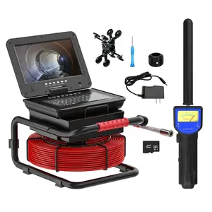 Sewer Pipe Inspection Camera 10 Inch IPS 1080P Screen and 512HZ Locator Video+Audio Recording 5X Image Enlarge+Meter Counter+5M