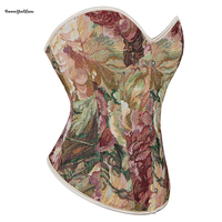 Corset Renaissance Gothique Grande Taille pour Femme avec 5 Fermetures à Baïonnette, Col Cœur, Dentelle Florale et Baleines, Effet Sculptant