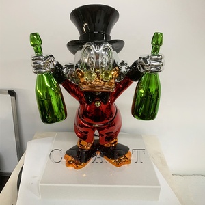 Escultura de Lujo Cromada de Scrooge McDuck, Escultura de Pato de Dos Botellas con Electroplacado Colorido, Figura de Dibujos Animados, Escultura Pop Art - Product Image 5