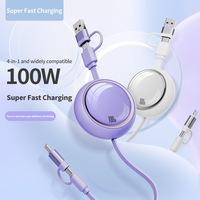 Câble USB Type-C rétractable personnalisé avec logo, 2-en-2, charge rapide 5A pour téléphones mobiles – Cadeau promotionnel très demandé