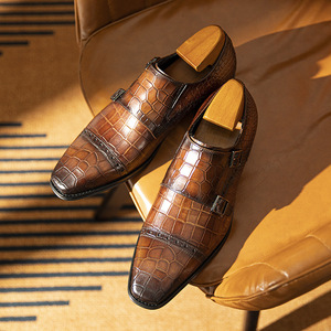 Zapatos de Cuero para Hombre a la Moda 2026, Diseño Slip-On de Cuero Genuino, Zapatos Formales de Negocios con Punta Cuadrada de Piel de Vaca, Zapatos Casuales de Vestir - Product Image 2