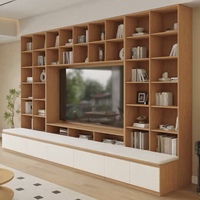 Meuble TV mural style crème, étagères ouvertes, meubles TV personnalisés pour salon OEM ODM