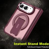 Groothandel Matte Hybride Shell Kickstand Magnetische Ring Metalen Camera Frame Stootbestendige Beschermhoes voor iPhone Duo