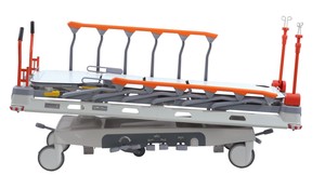 Chariot brancard manuel réglable en hauteur avec 5ème roue pour une maniabilité aisée, équipement médical HECAI LS-EA7C-A - Product Image 3