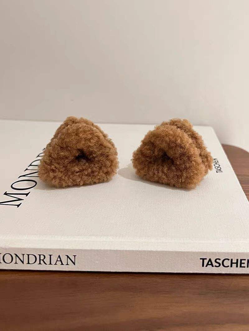 คลิปหนีบผมหูแมวสีเดียวสีกาแฟ