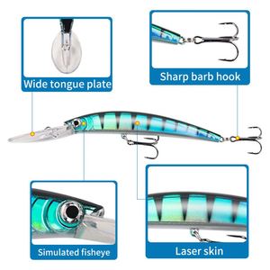Señuelo Artificial Flotante de 15.3 cm y 16 g para Pesca de Lubina, Salmón y Bagre en Pesca Oceánica desde Barco - Product Image 4