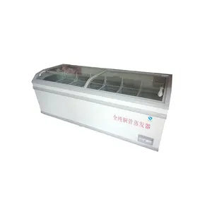 Double Glass top open Door chest freezer with CE commercial refrigerator curved freezer island freezer