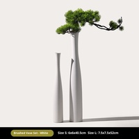 Vas Keramik Qianrui Terlaris Gaya Zen Buatan Tangan Murni Vas Motif Pinus Dekorasi Pintu Masuk Hiasan untuk Dekorasi Rumah