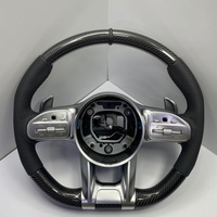 Volant en cuir et fibre de carbone personnalisé pour Mercedes-Benz C200 Classe G W213 GLE GLC Classe E pour modèles - Noir