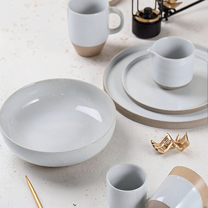 <span class=keywords><strong>Assiette</strong></span> Plate Céramique Grès <span class=keywords><strong>Porcelaine</strong></span> Style Coréen Campagne Botanique Rustique Concise pour Hôtel <span class=keywords><strong>ou</strong></span> Maison, Service de Table - Product Image 1