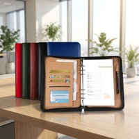 Carnet à anneaux en cuir rigide avec fermeture éclair, format A5 B5, organiseur professionnel, journal, planificateur, emplacements pour cartes, logo personnalisé, 100 feuilles