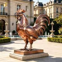 Statue de coq en bronze de grande taille RELONG, sculpture de coq en métal sur pied, personnalisable pour l'extérieur, la ferme, le parc, le jardin, l'attraction touristique