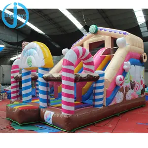 Tobogán de salto inflable para exteriores, tobogán de salto con temática candy