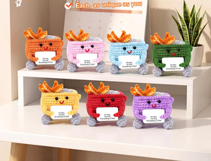 200 styles de fleurs de concombre au crochet kawaii faites à la main avec texte personnalisé, poupées animales au crochet de soutien émotionnel en forme de pomme de terre positive - Product Image 4
